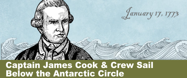 Captain James Cook and Crew Sail Below the Antarctic Circle